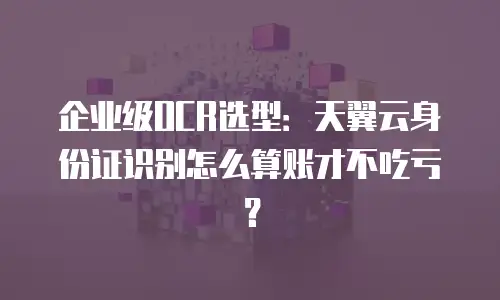 企业级OCR选型：天翼云身份证识别怎么算账才不吃亏？