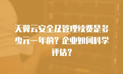 天翼云安全及管理续费是多少元一年的？企业如何科学评估？
