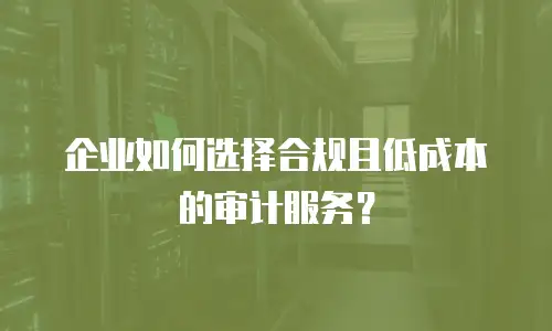 企业如何选择合规且低成本的审计服务？