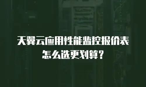 天翼云应用性能监控报价表怎么选更划算？