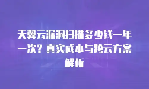 天翼云漏洞扫描多少钱一年一次？真实成本与跨云方案解析
