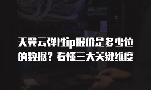 天翼云弹性ip报价是多少位的数据？看懂三大关键维度