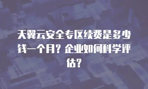 天翼云安全专区续费是多少钱一个月？企业如何科学评估？