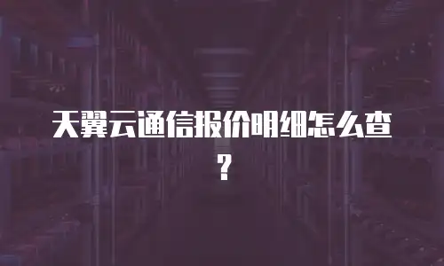 天翼云通信报价明细怎么查？