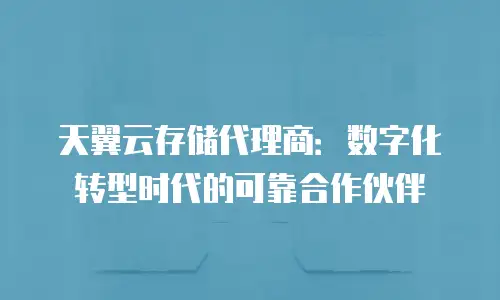 天翼云存储代理商：数字化转型时代的可靠合作伙伴