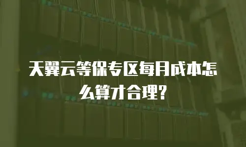 天翼云等保专区每月成本怎么算才合理？