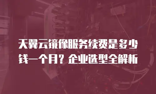 天翼云镜像服务续费是多少钱一个月？企业选型全解析