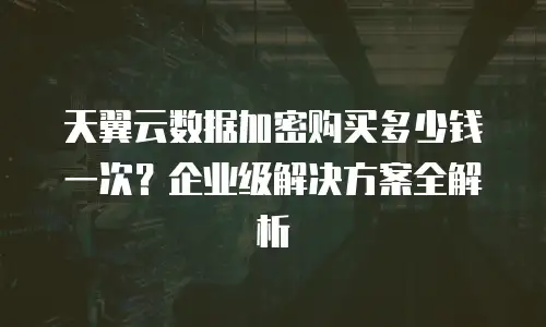 天翼云数据加密购买多少钱一次？企业级解决方案全解析