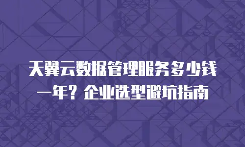 天翼云数据管理服务多少钱一年？企业选型避坑指南
