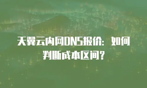 天翼云内网DNS报价：如何判断成本区间？