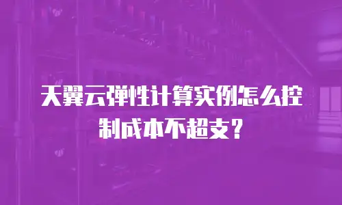 天翼云弹性计算实例怎么控制成本不超支？
