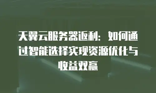 天翼云服务器返利：如何通过智能选择实现资源优化与收益双赢
