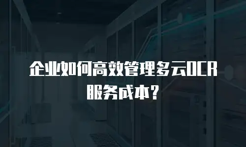 企业如何高效管理多云OCR服务成本？