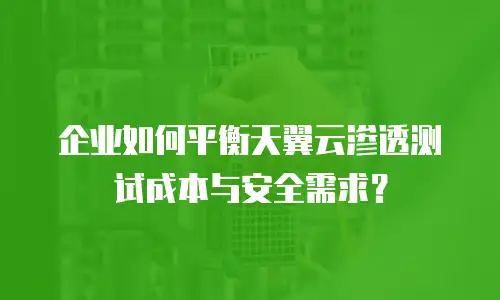 企业如何平衡天翼云渗透测试成本与安全需求？