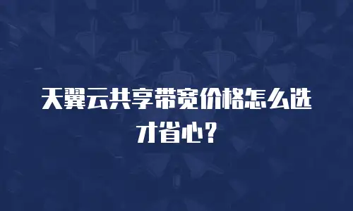 天翼云共享带宽价格怎么选才省心？