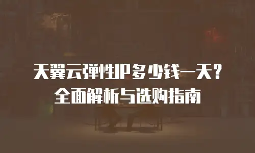 天翼云弹性IP多少钱一天？全面解析与选购指南