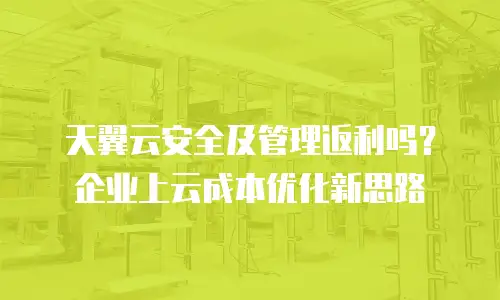 天翼云安全及管理返利吗？企业上云成本优化新思路