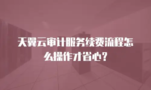 天翼云审计服务续费流程怎么操作才省心？