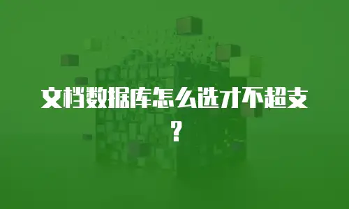 文档数据库怎么选才不超支？