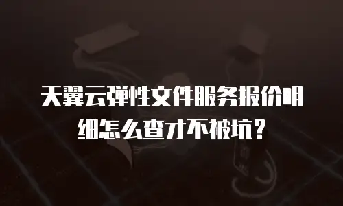天翼云弹性文件服务报价明细怎么查才不被坑？