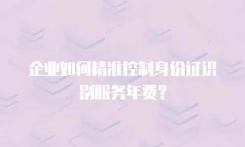 企业如何精准控制身份证识别服务年费？