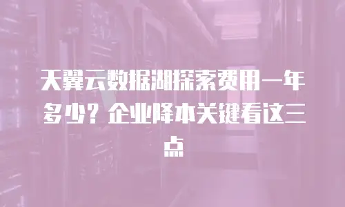 天翼云数据湖探索费用一年多少？企业降本关键看这三点