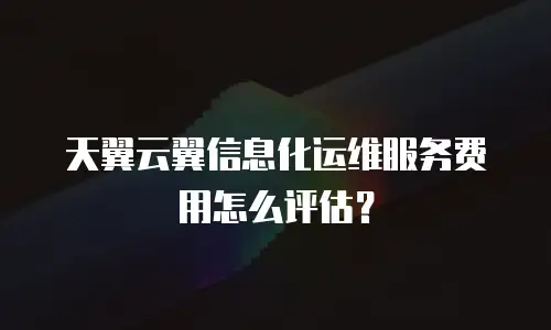 天翼云翼信息化运维服务费用怎么评估？