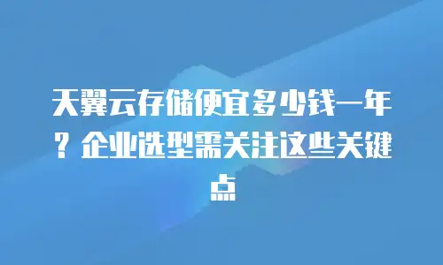 天翼云存储便宜多少钱一年？企业选型需关注这些关键点