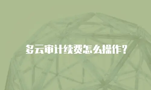 多云审计续费怎么操作？