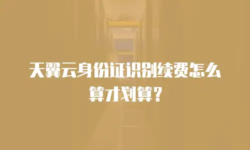 天翼云身份证识别续费怎么算才划算？