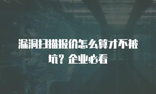 漏洞扫描报价怎么算才不被坑？企业必看
