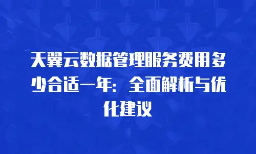 天翼云数据管理服务费用多少合适一年：全面解析与优化建议