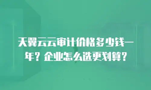 天翼云云审计价格多少钱一年？企业怎么选更划算？