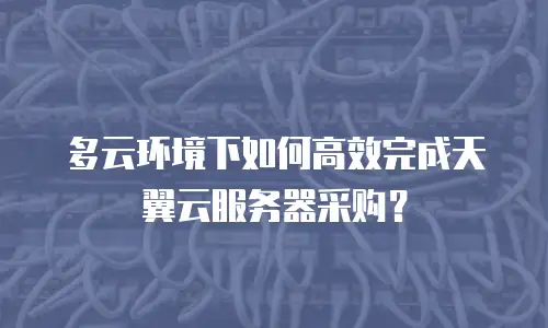 多云环境下如何高效完成天翼云服务器采购？