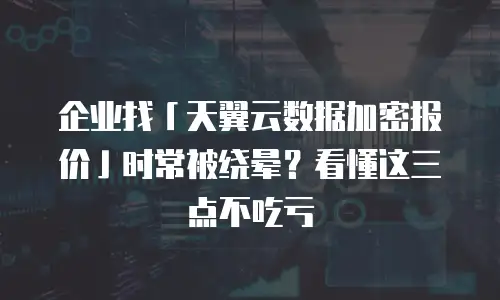 企业找「天翼云数据加密报价」时常被绕晕？看懂这三点不吃亏