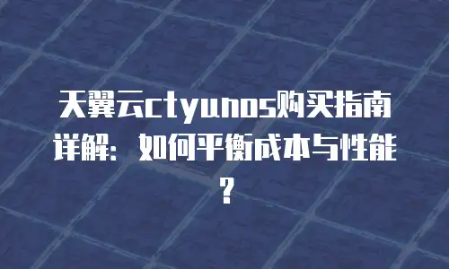 天翼云ctyunos购买指南详解：如何平衡成本与性能？