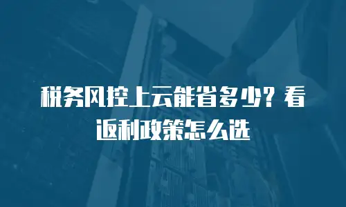 税务风控上云能省多少？看返利政策怎么选