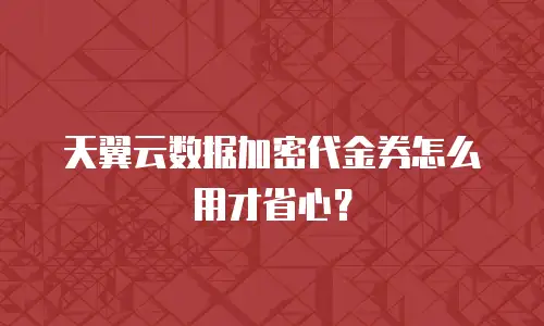 天翼云数据加密代金券怎么用才省心？