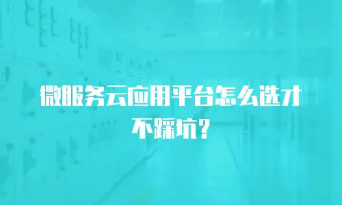 微服务云应用平台怎么选才不踩坑？