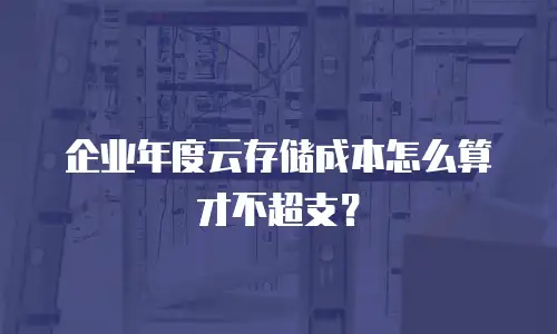 企业年度云存储成本怎么算才不超支？