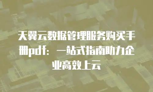 天翼云数据管理服务购买手册pdf：一站式指南助力企业高效上云