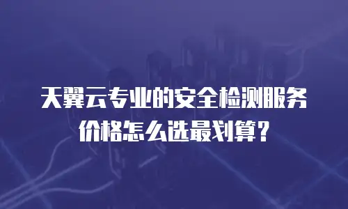 天翼云专业的安全检测服务价格怎么选最划算？