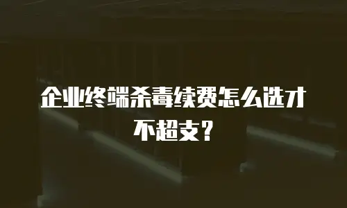 企业终端杀毒续费怎么选才不超支？