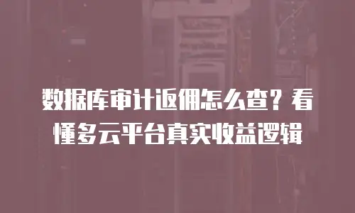 数据库审计返佣怎么查？看懂多云平台真实收益逻辑