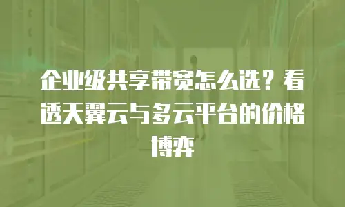 企业级共享带宽怎么选？看透天翼云与多云平台的价格博弈