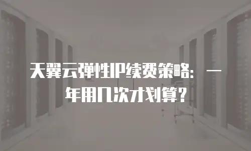 天翼云弹性IP续费策略：一年用几次才划算？