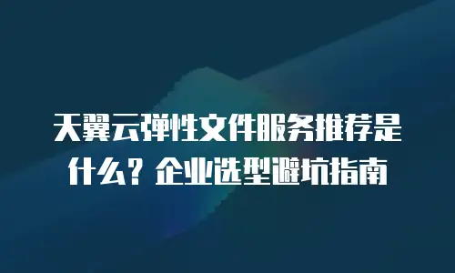 天翼云弹性文件服务推荐是什么？企业选型避坑指南