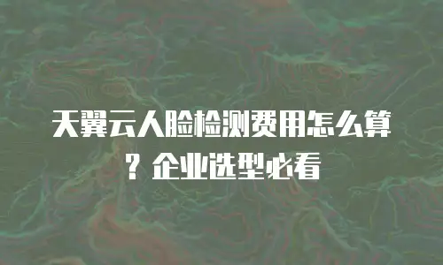 天翼云人脸检测费用怎么算？企业选型必看