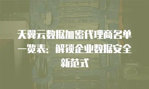 天翼云数据加密代理商名单一览表：解锁企业数据安全新范式