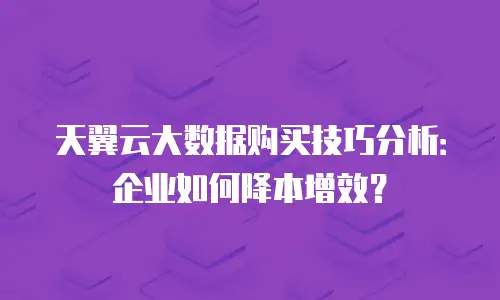 天翼云大数据购买技巧分析：企业如何降本增效？